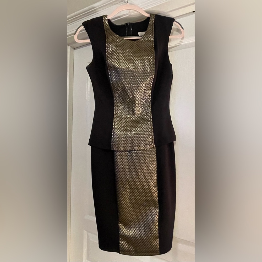 EUC - Maria Bonita USA - Black and Gold Sleeveless Dress; Small